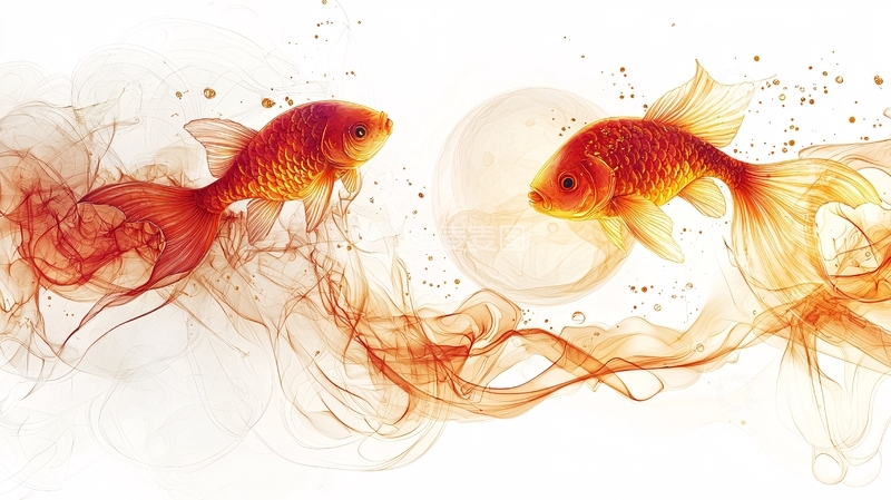 高清大图下载【趣麦麦图】水墨金鱼
