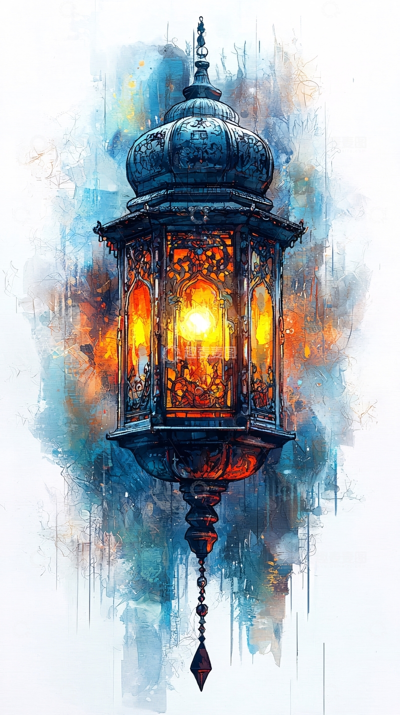 高清大图下载【趣麦麦图】古色古香的蓝色灯笼