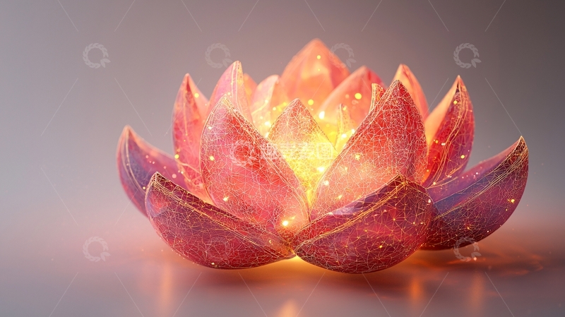 高清大图下载【趣麦麦图】粉色发光莲花灯