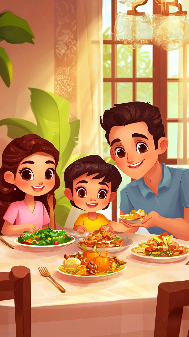 幸福家庭温馨晚餐