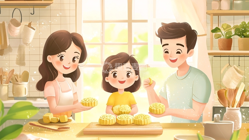 高清大图下载【趣麦麦图】幸福三口之家