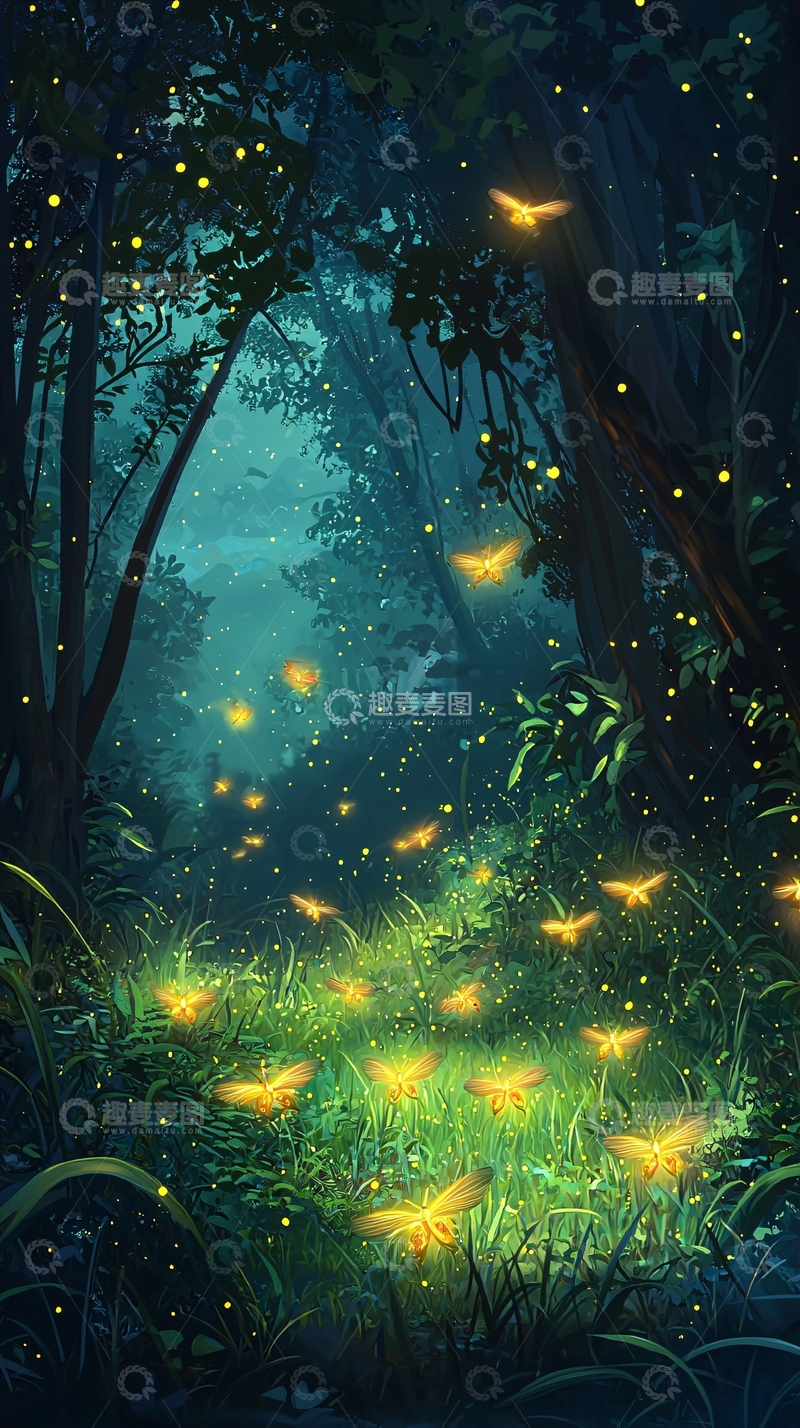 高清大图下载【趣麦麦图】萤火虫森林19