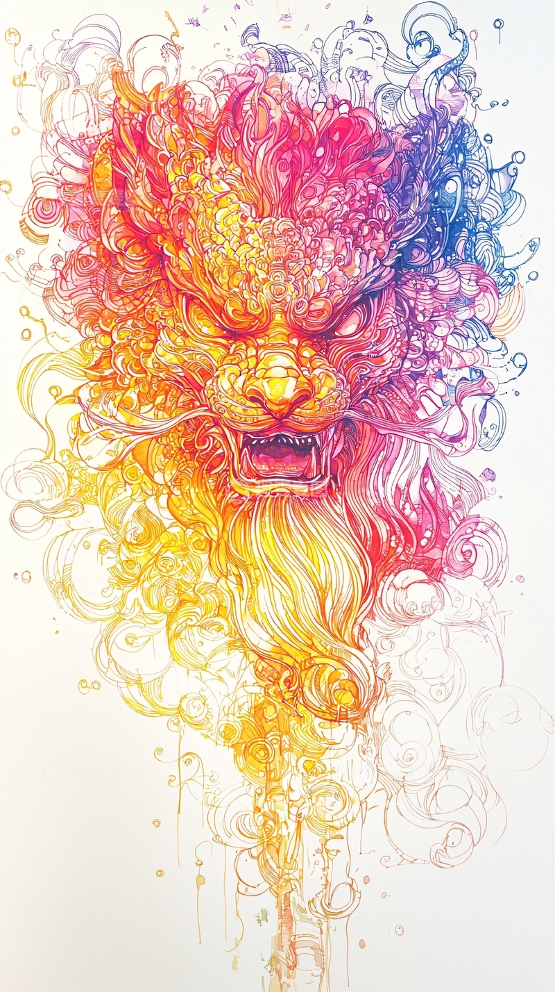 高清大图下载【趣麦麦图】彩色祥瑞神兽