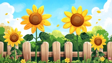 向日葵田园卡通背景图