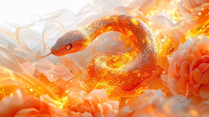 金色火焰缠绕的蛇