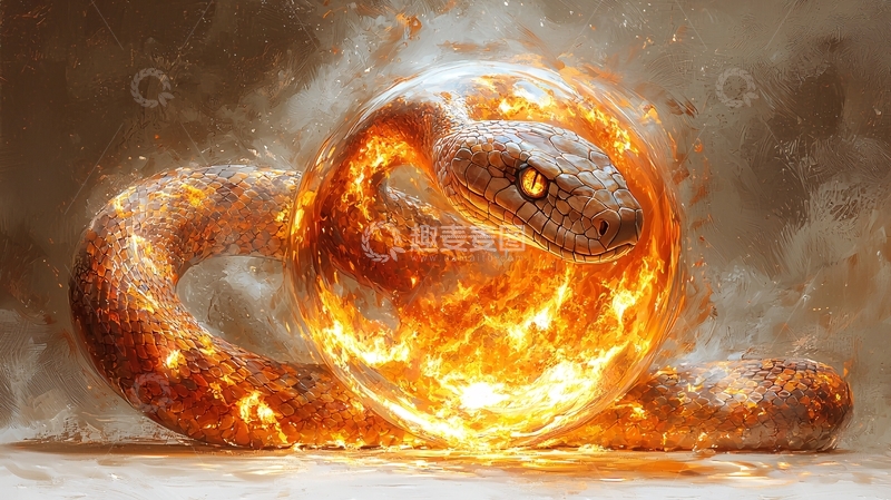 高清大图下载【趣麦麦图】火焰巨蟒