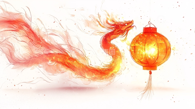 高清大图下载【趣麦麦图】火龙戏灯笼
