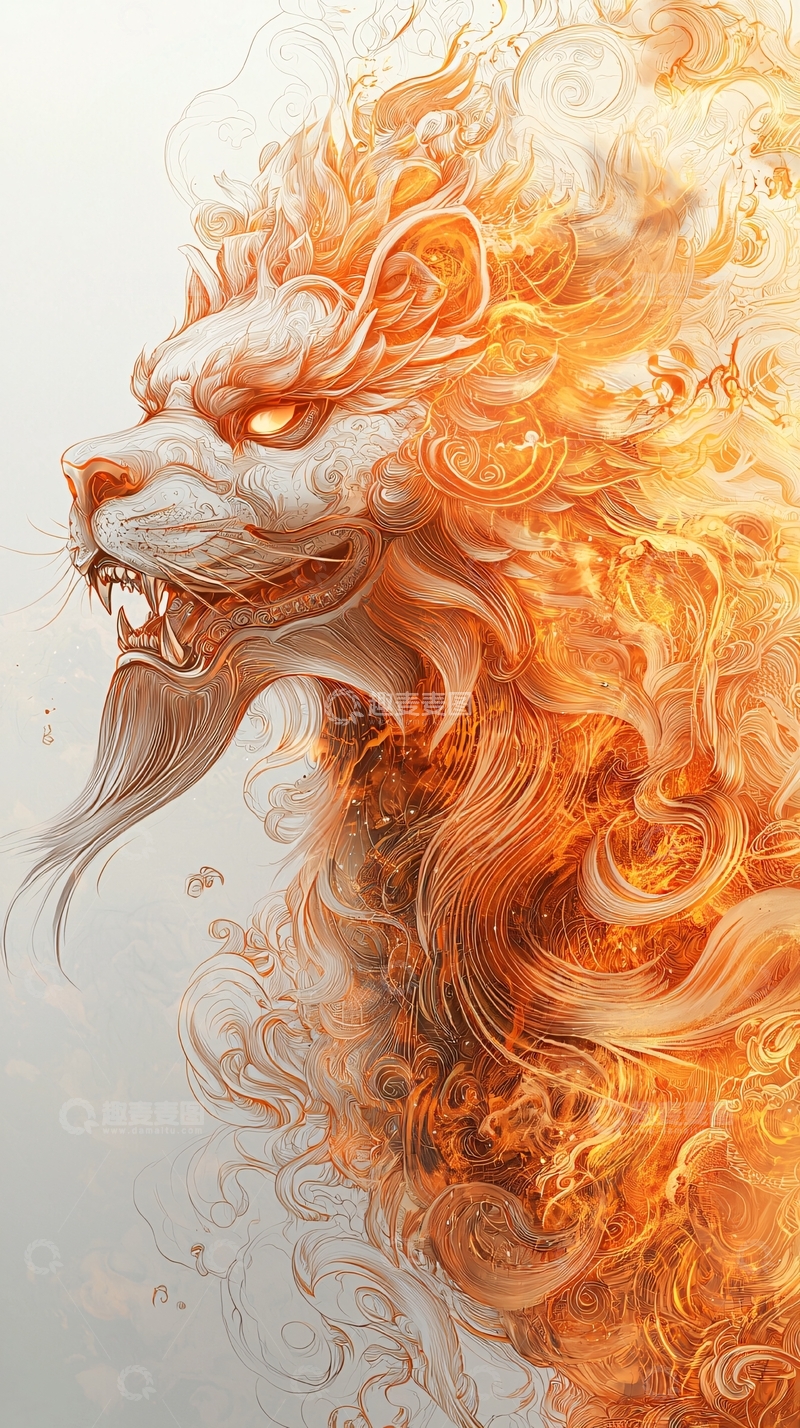 高清大图下载【趣麦麦图】火焰狮子