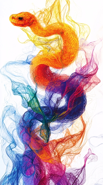 色彩烟雾缠绕的蛇