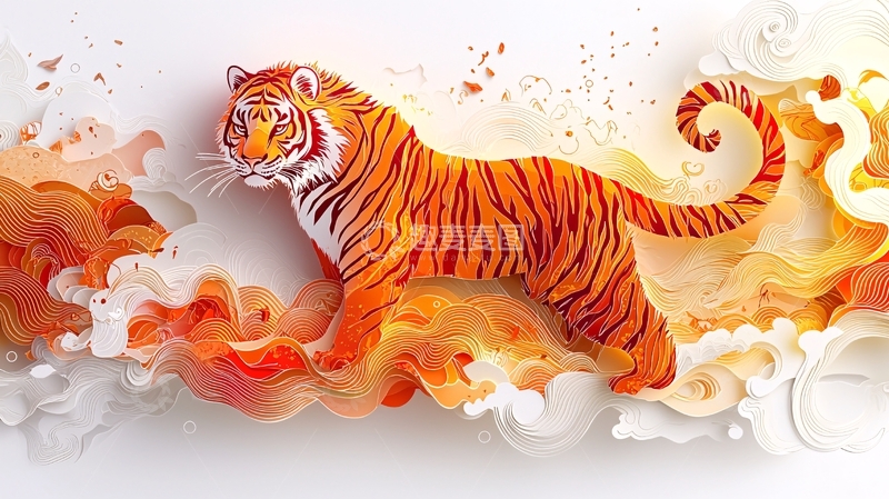 高清大图下载【趣麦麦图】橘色老虎
