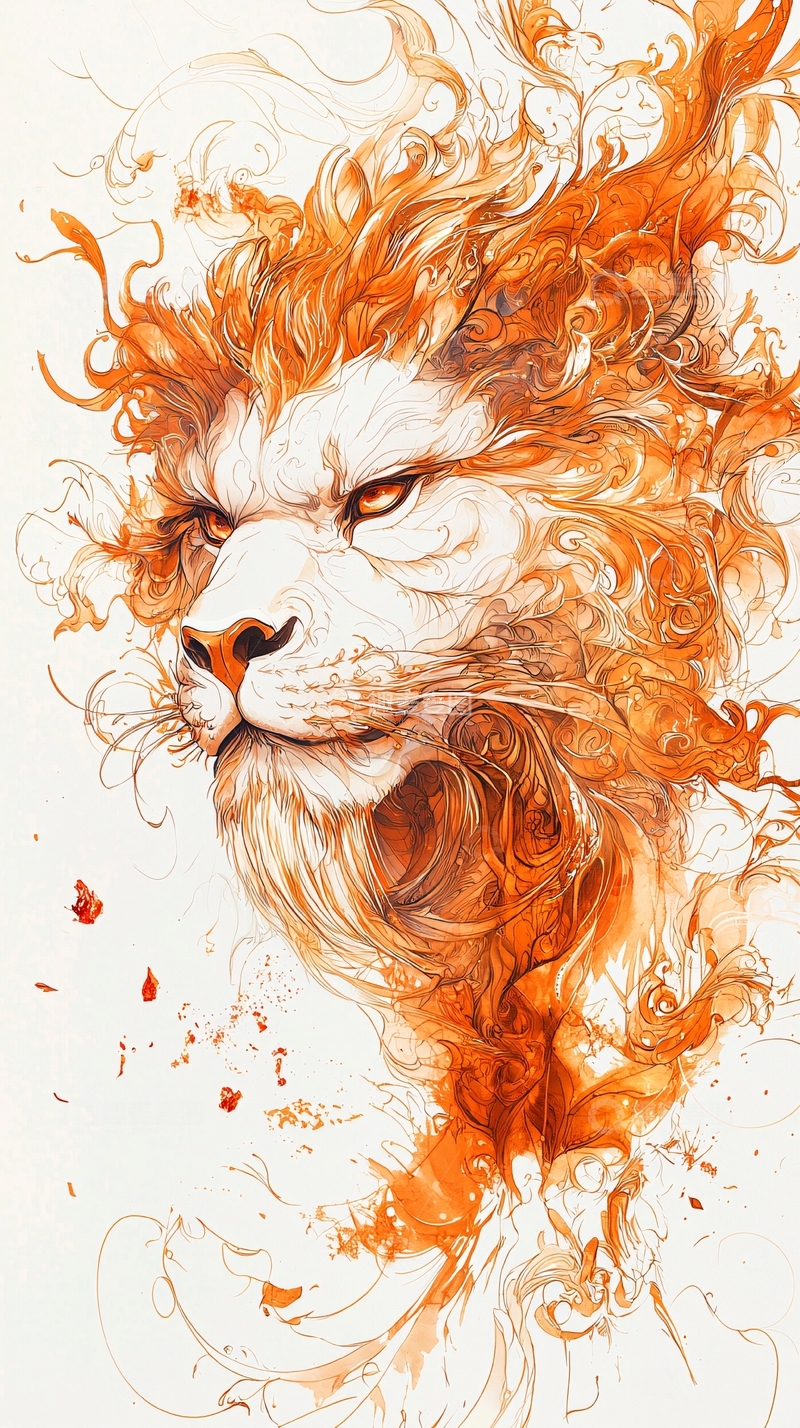 高清大图下载【趣麦麦图】火焰鬃毛的狮子头像