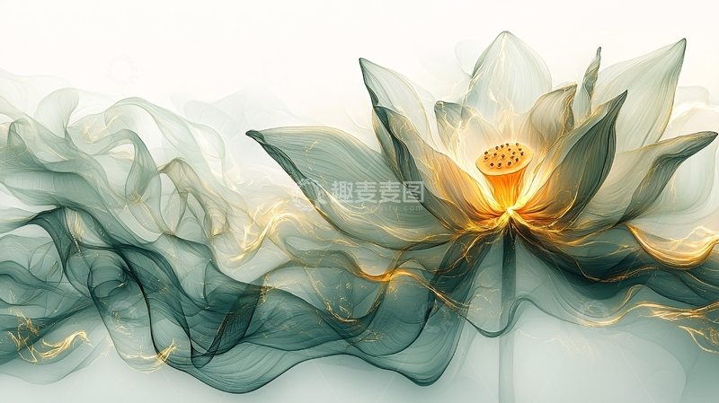 高清大图下载【趣麦麦图】淡雅莲花与烟雾缭绕