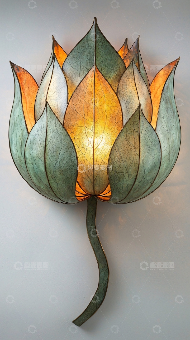 高清大图下载【趣麦麦图】莲花灯壁灯特写