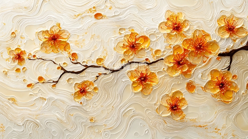 高清大图下载【趣麦麦图】淡黄色花卉纹理背景