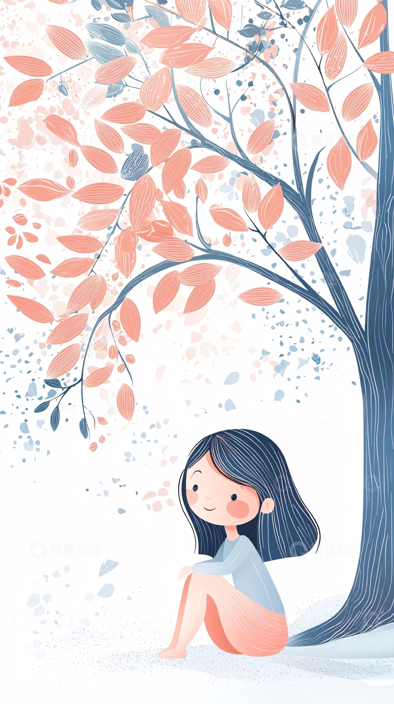 高清大图下载【趣麦麦图】女孩树下看书