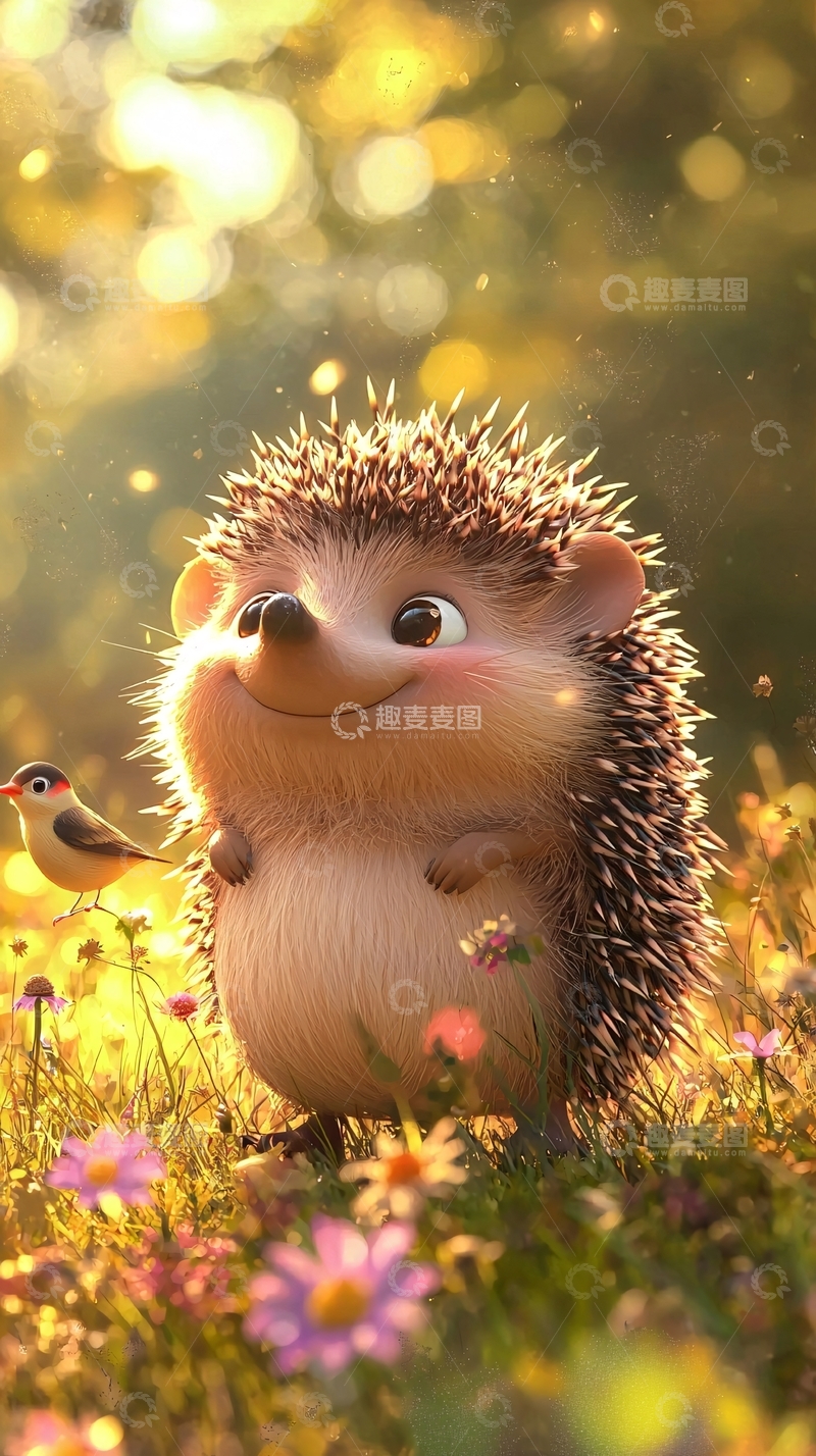 高清大图下载【趣麦麦图】阳光下的小刺猬