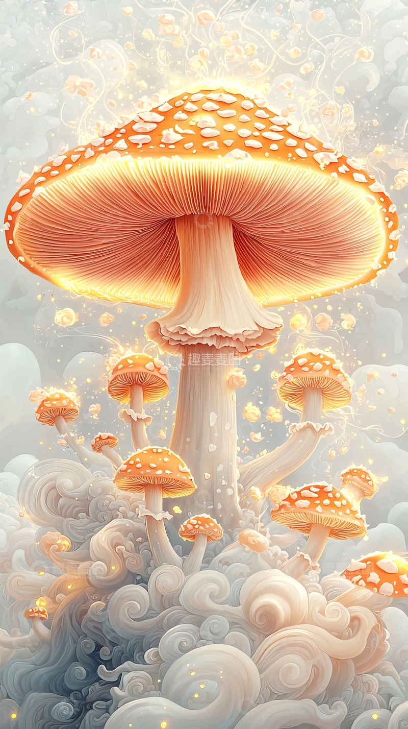 高清大图下载【趣麦麦图】发光蘑菇群落高清壁纸