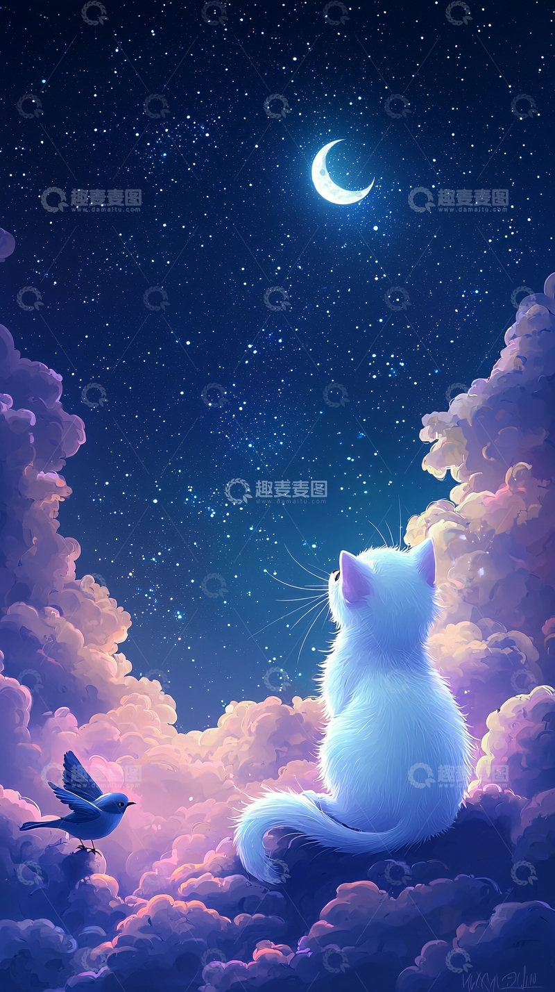高清大图下载【趣麦麦图】星空猫咪