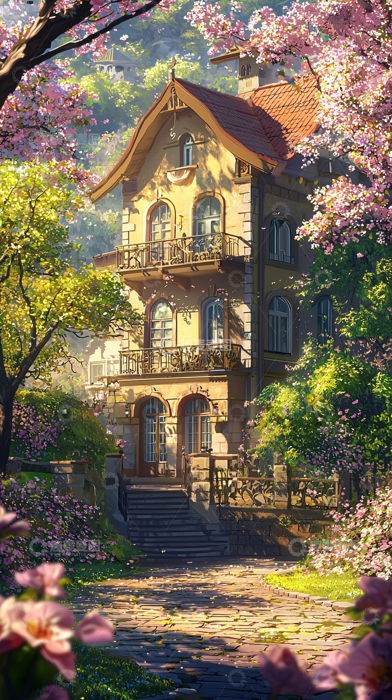 高清大图下载【趣麦麦图】春意盎然的梦幻小屋