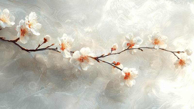 高清大图下载【趣麦麦图】轻柔飘渺的白色花枝