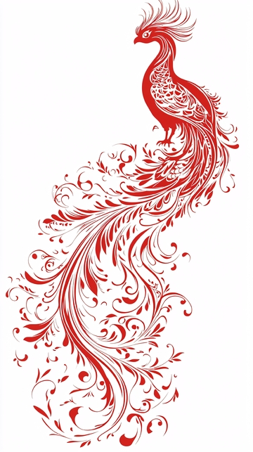 红色花纹凤凰