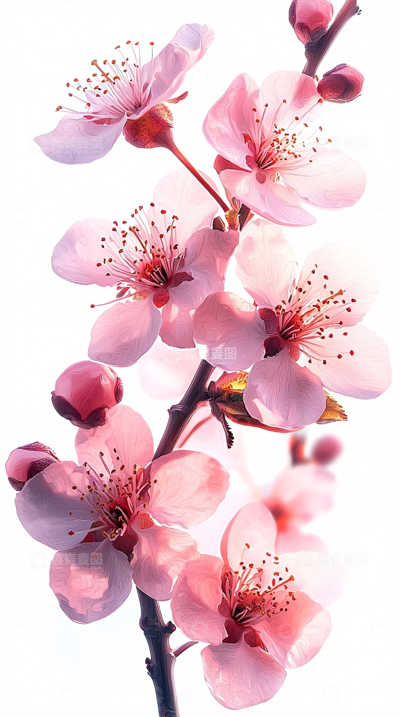高清大图下载【趣麦麦图】粉色花朵在白色背景上