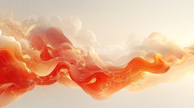 高清大图下载【趣麦麦图】流动的橙色云雾