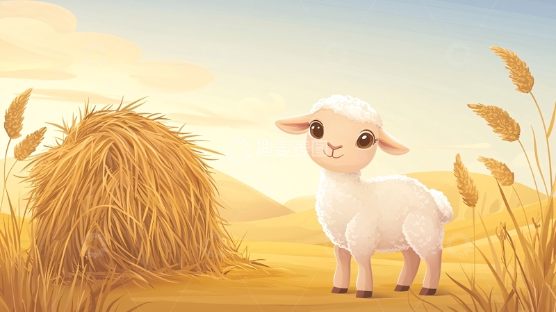 高清大图下载【趣麦麦图】可爱小羊金色田野