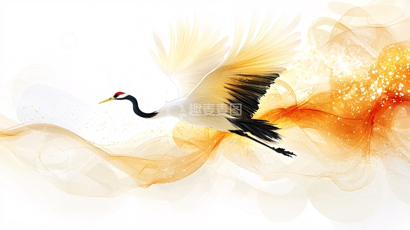 高清大图下载【趣麦麦图】仙鹤飞舞的唯美意境图
