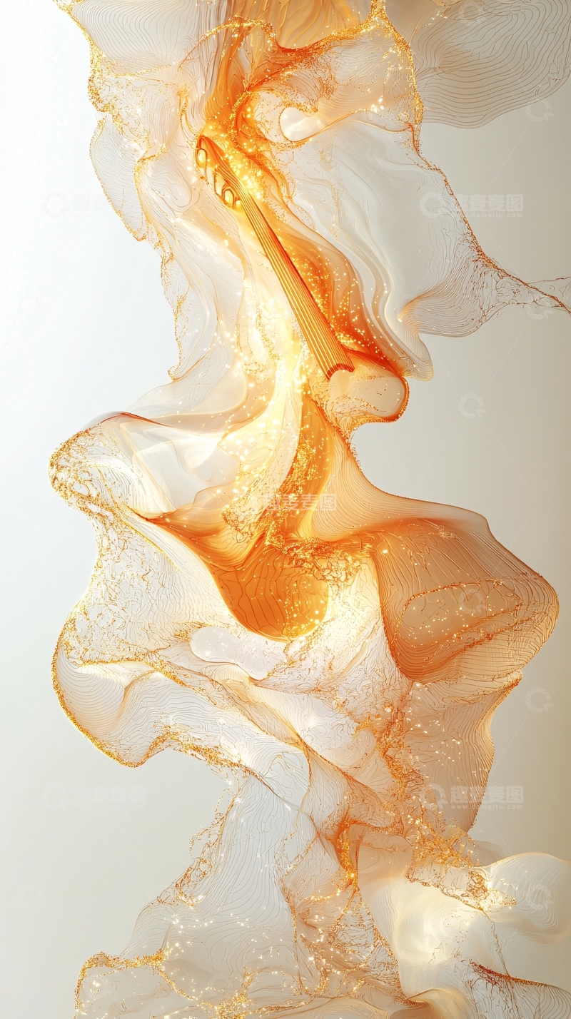高清大图下载【趣麦麦图】金色丝绸般的抽象流动