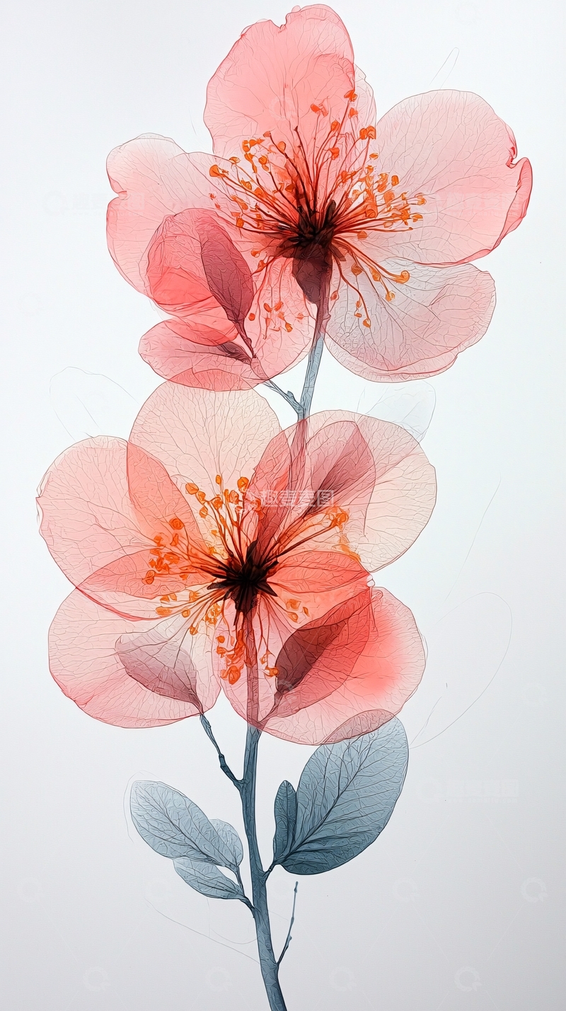 高清大图下载【趣麦麦图】粉色透明花朵