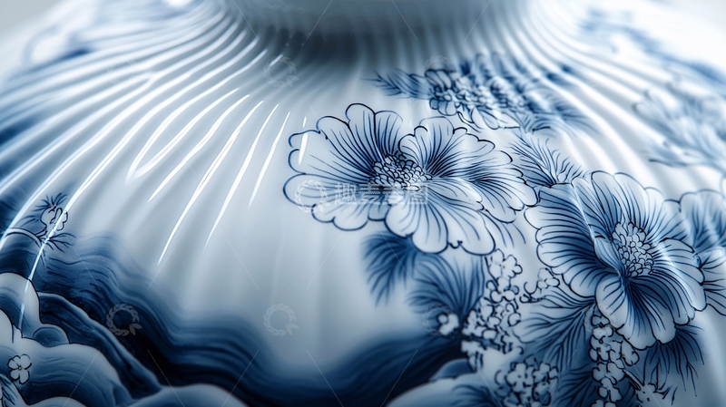 高清大图下载【趣麦麦图】青花瓷瓶身特写