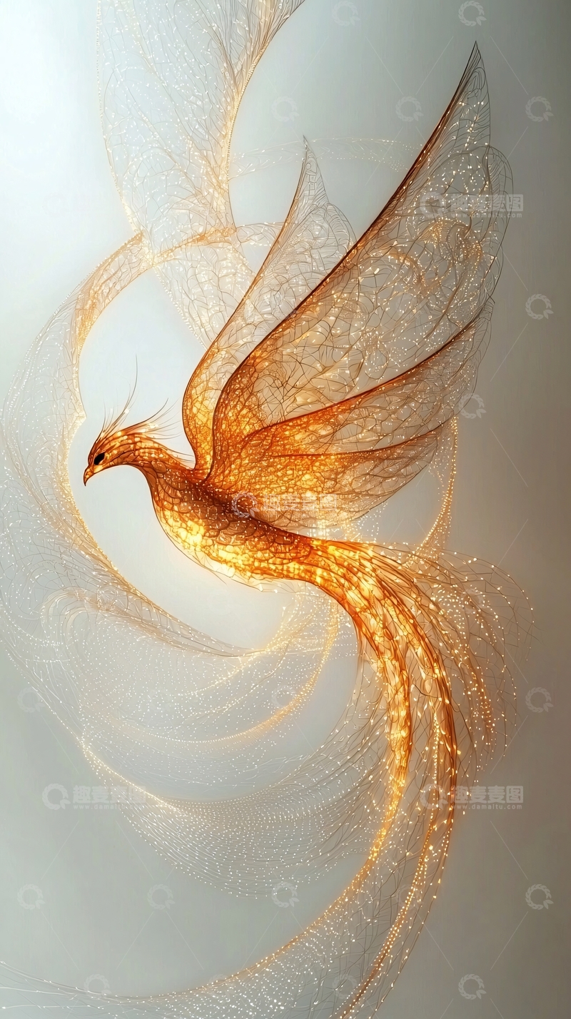 高清大图下载【趣麦麦图】金色光芒四射的凤凰