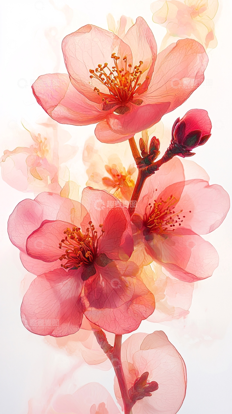 高清大图下载【趣麦麦图】淡粉色半透明花朵特写