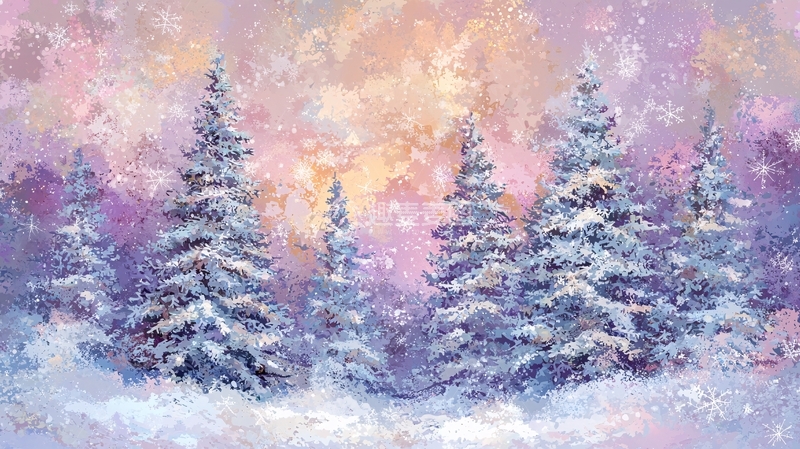 高清大图下载【趣麦麦图】雪中松树林