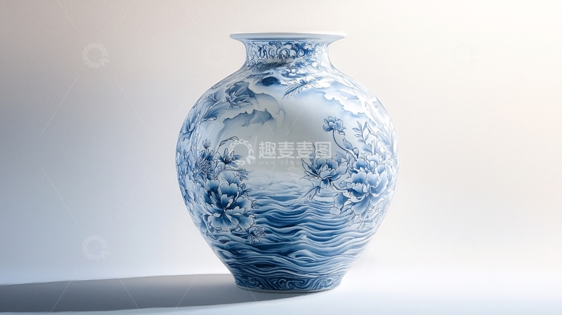 高清大图下载【趣麦麦图】青花瓷花瓶