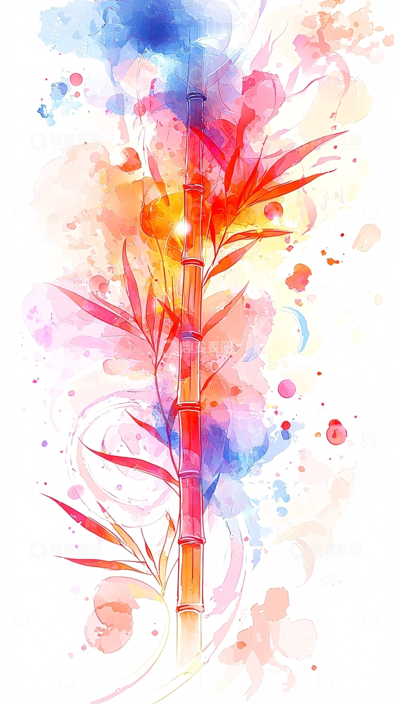 高清大图下载【趣麦麦图】水彩竹子