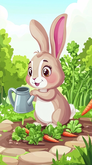 可爱兔子浇菜