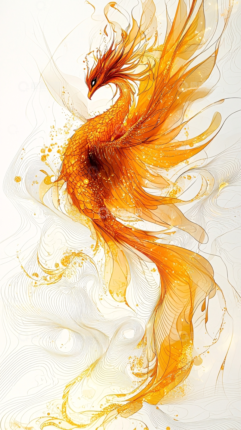 高清大图下载【趣麦麦图】金色火焰凤凰