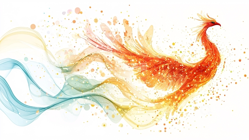 高清大图下载【趣麦麦图】抽象彩色凤凰