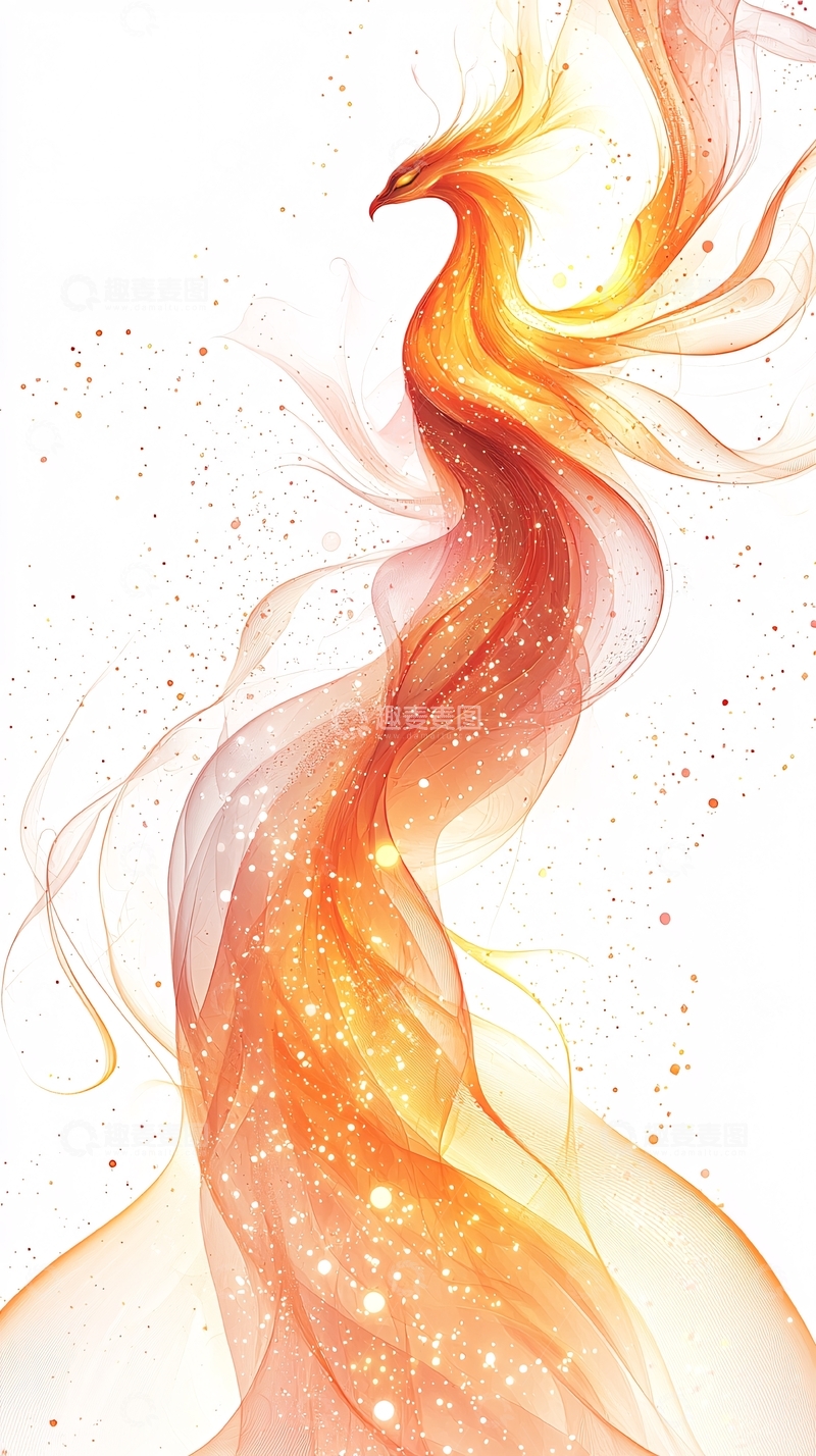 高清大图下载【趣麦麦图】火焰般的凤凰艺术插画