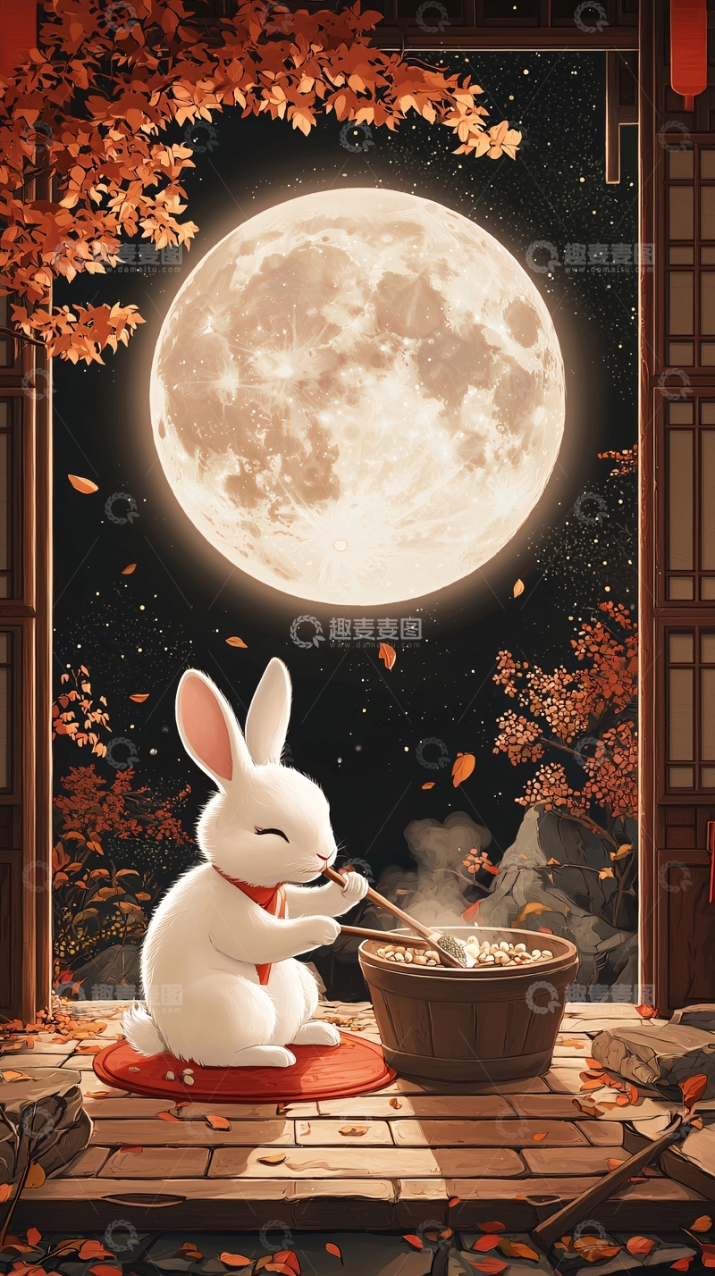 高清大图下载【趣麦麦图】中秋节兔子
