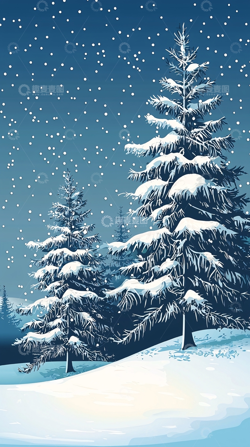 高清大图下载【趣麦麦图】冬夜雪景