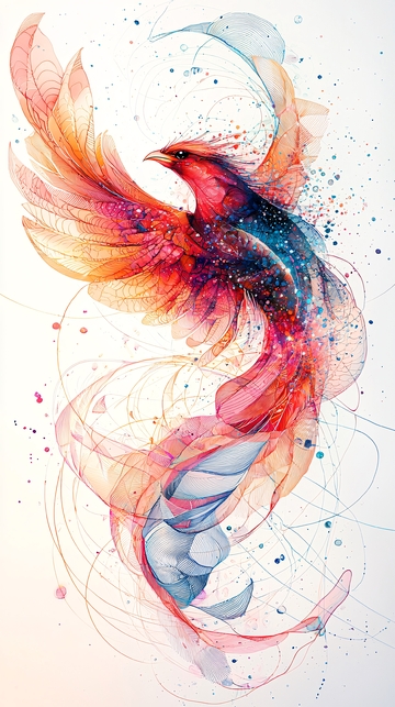 抽象彩绘凤凰