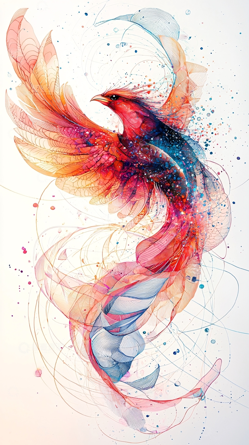 高清大图下载【趣麦麦图】抽象彩绘凤凰