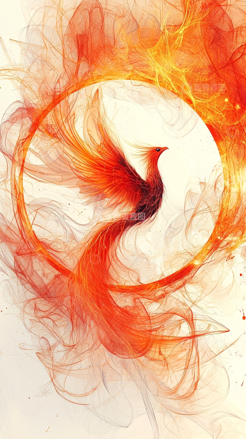 高清大图下载【趣麦麦图】火焰环绕的凤凰