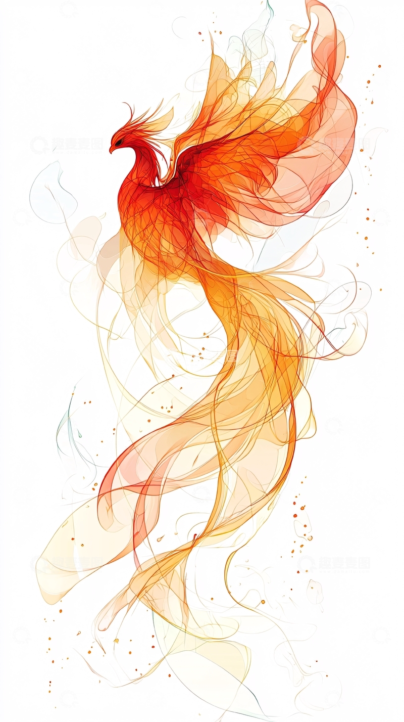 高清大图下载【趣麦麦图】火焰般的凤凰抽象画