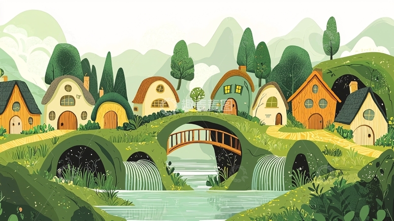 高清大图下载【趣麦麦图】绿色田园乡村风景画