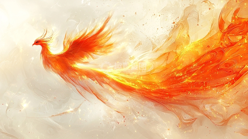 高清大图下载【趣麦麦图】火焰般的凤凰展翅飞翔