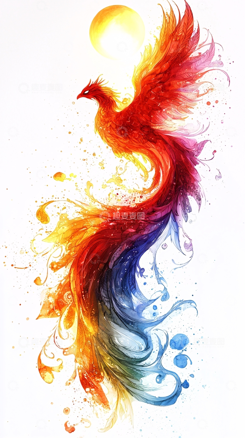 高清大图下载【趣麦麦图】火焰色彩飞舞的凤凰